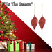 Christmas Tree Decoration 2 Hanging Glitter Leaf Ornament X 2 22. 6cm Red