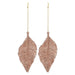 Christmas Tree Decoration 2 Hanging Leaf Glitter X 1 22. 6cm Rose Gold