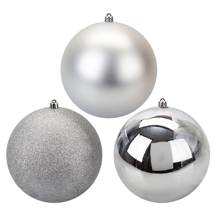 Christmas Bauble Decoration Hanging Tree Ornament X 3 14cm Silver