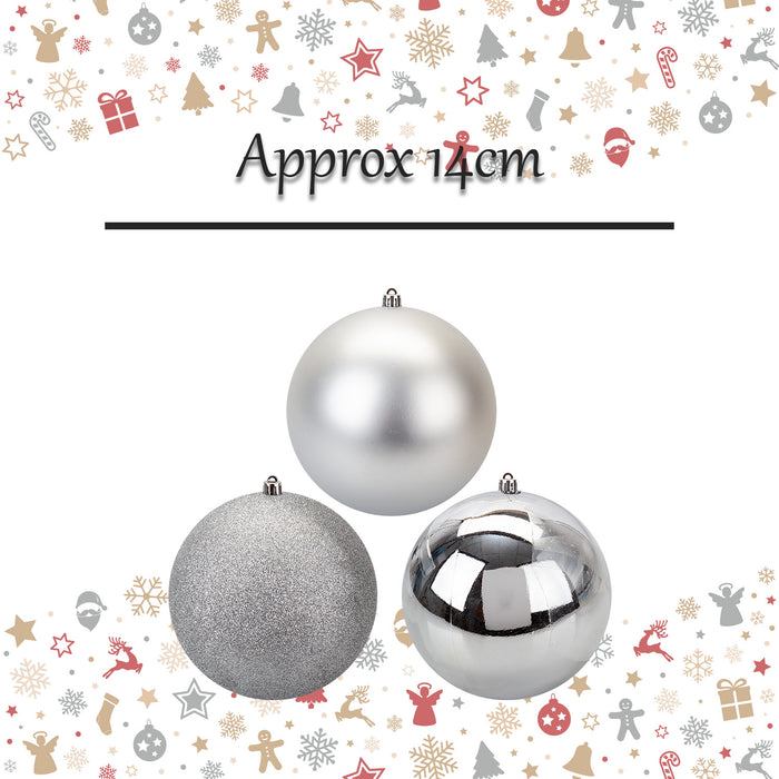 Christmas Bauble Decoration Hanging Tree Ornament X 3 14cm Silver