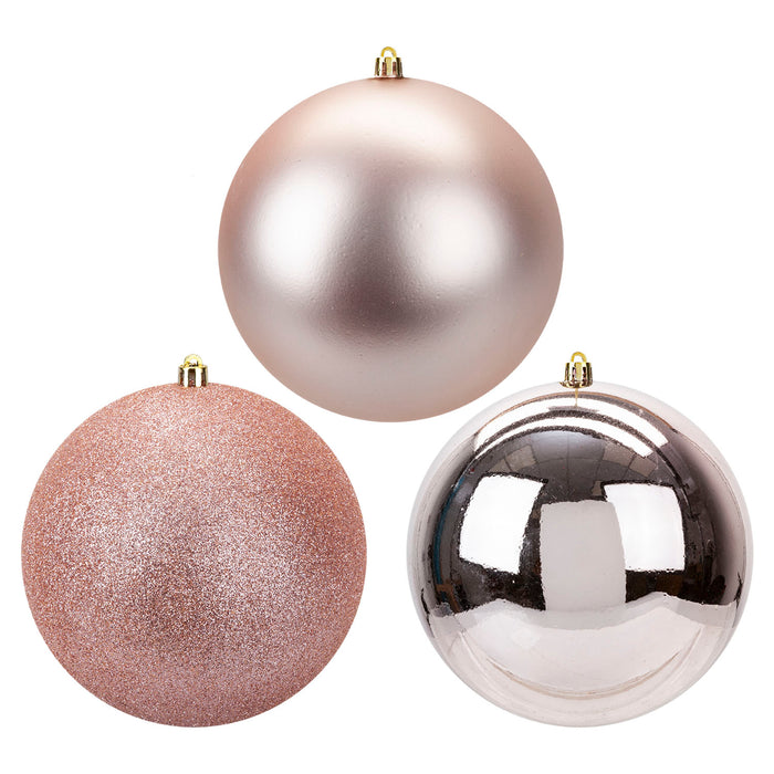 Christmas Bauble Decoration Hanging Tree Ornament X 3 14cm Rose Gold