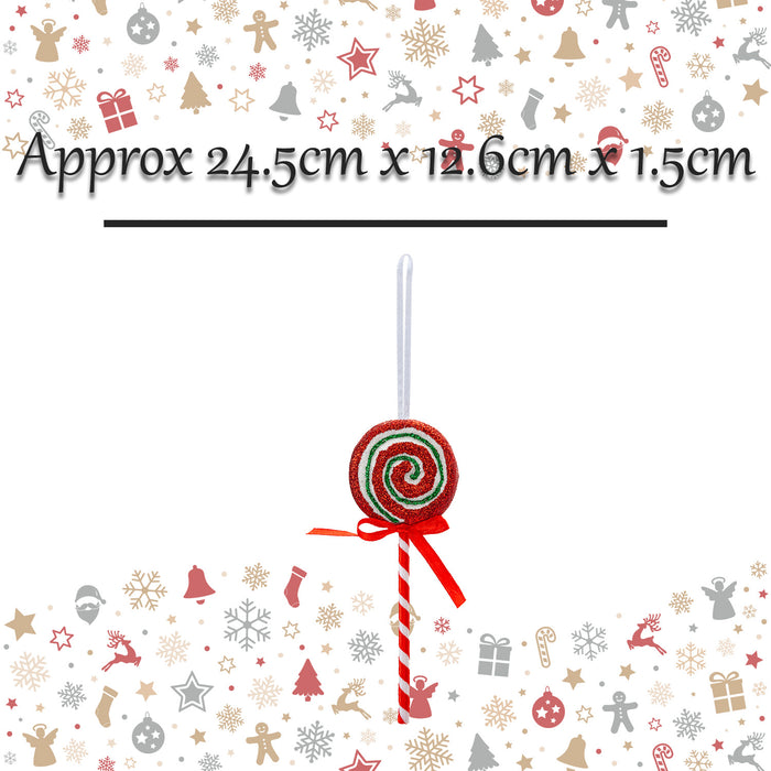 Christmas Decoration Mini Candy Cane Lollipops X 2 24.5cm Red, White