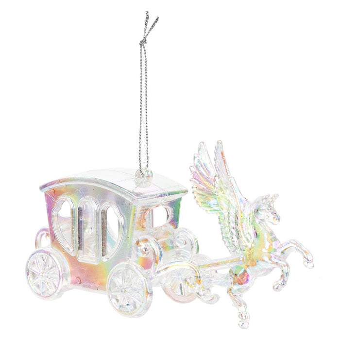 Christmas Tree Decoration Iridescent Pegasus Carriage X 1 15cm Iridescent