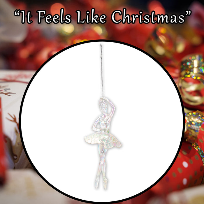 Christmas Tree Decoration Iridescent Acrylic Ballerina X 1 16cm Iridescent