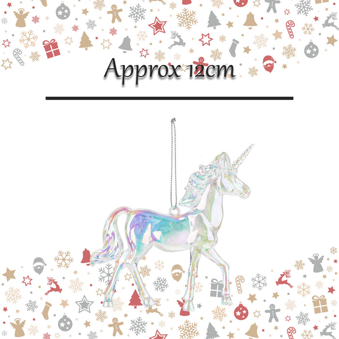 Christmas Tree Decoration Iridescent Acrylic Unicorn X 1 12cm Iridescent