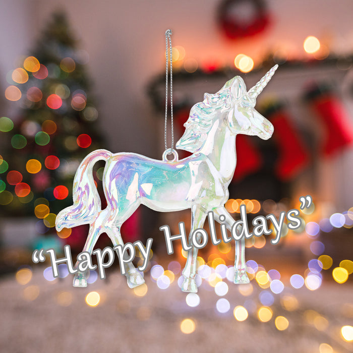 Christmas Tree Decoration Iridescent Acrylic Unicorn X 1 12cm Iridescent