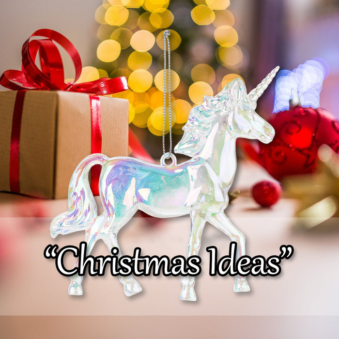 Christmas Tree Decoration Iridescent Acrylic Unicorn X 1 12cm Iridescent