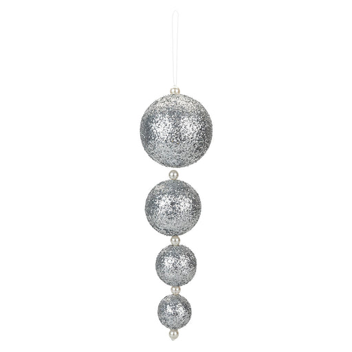 Christmas Bauble Decoration Hanging Tree Ornament X 4 31x9.2x9.2cm Silver