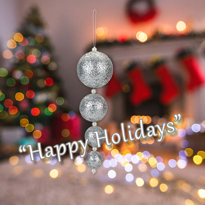 Christmas Bauble Decoration Hanging Tree Ornament X 4 31x9. 2x9. 2cm Silver
