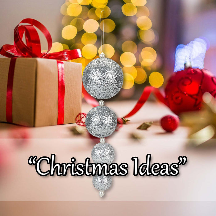 Christmas Bauble Decoration Hanging Tree Ornament X 4 31x9. 2x9. 2cm Silver