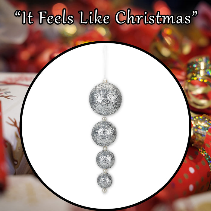 Christmas Bauble Decoration Hanging Tree Ornament X 4 31x9. 2x9. 2cm Silver