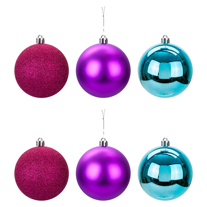 Christmas Bauble Decoration Hanging Tree Ornament X 6 8cm 6 Pack Multicoloured