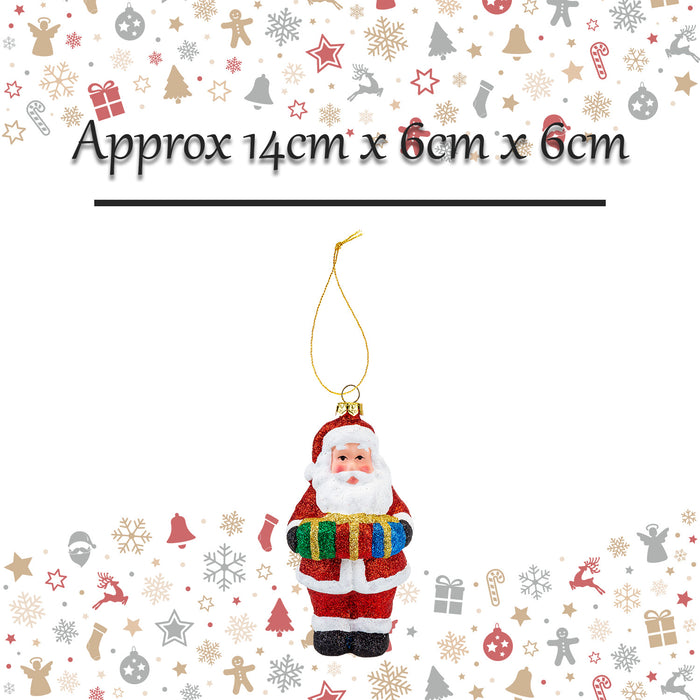 Christmas Tree Decoration Standing Santa Glitter X 1 14cm St, ing Santa