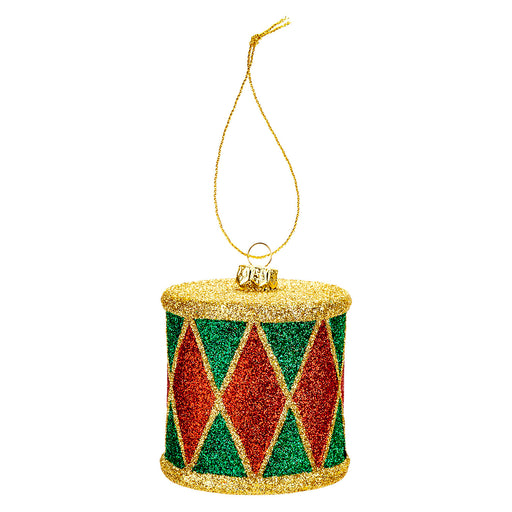 Christmas Tree Decoration Hanging Glitter Painted Drum Ornament X 1 7cm Drum