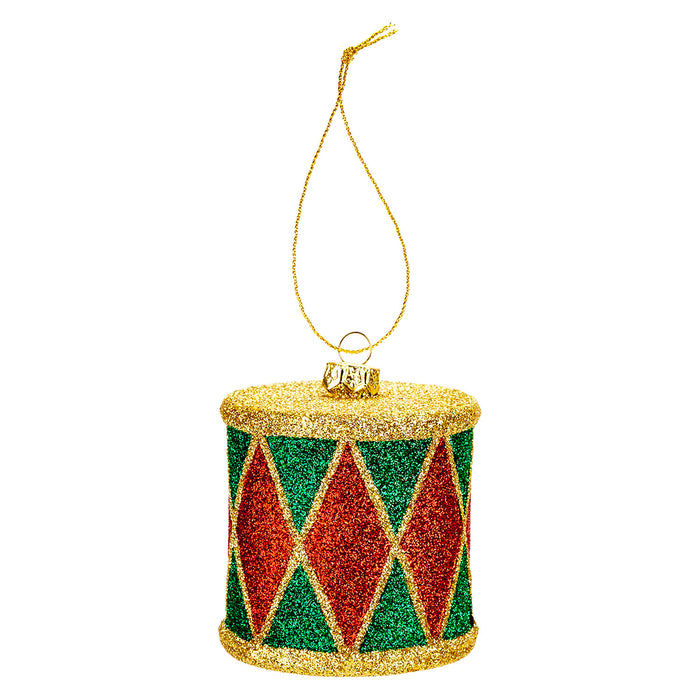 Christmas Tree Decoration Hanging Glitter Painted Drum Ornament X 1 7cm Drum