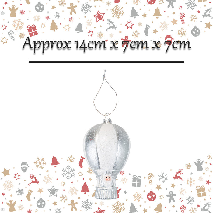 Christmas Tree Decoration Silver White Santa In Balloon X 1 14cm Balloon