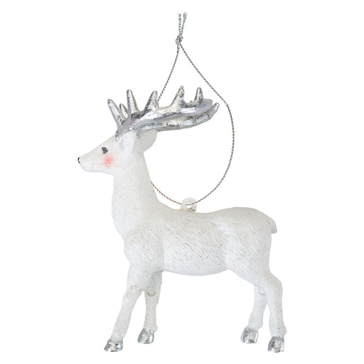 Christmas Tree Decoration Silver White Stag Ornament X 1 13x10.1x5.2cm Stag