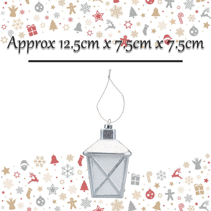 Christmas Tree Decoration Glitter Lantern Ornament X 1 12.5x7.5x7.5cm Lantern