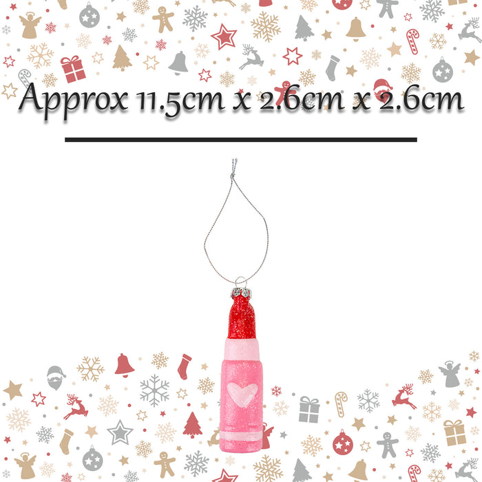 Christmas Tree Decoration Glitter Lipstick Ornament X 1 11.5x2.6x2.6cm Lipstick