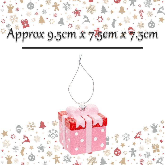 Christmas Tree Decoration Glitter Present Ornament X  9.5x7.5x7.5cm Present