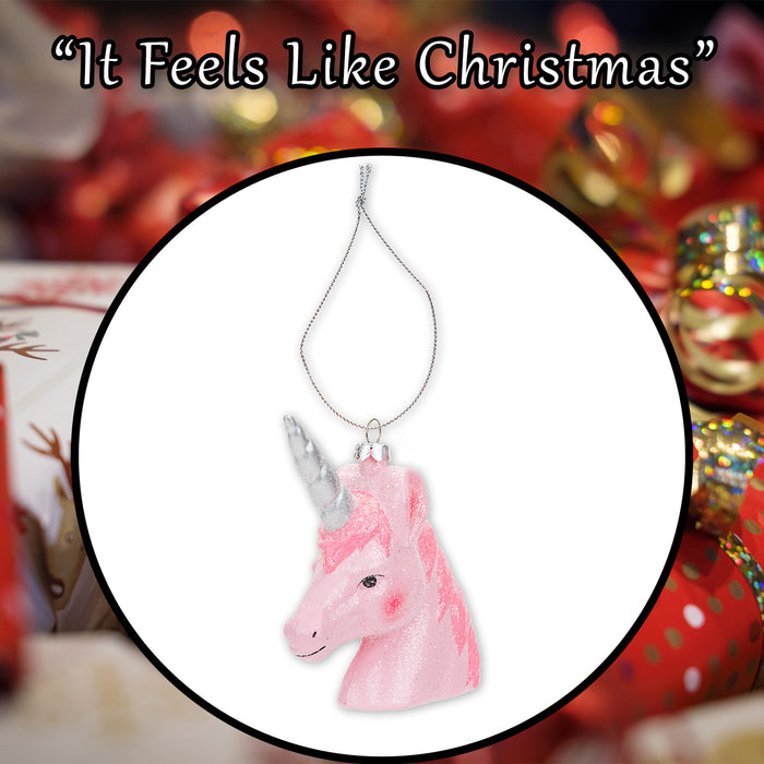 Christmas Tree Decoration Glitter Unicorn Ornament X 1 13cm x 9cm x 4cm Unicorn
