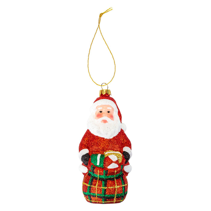 Christmas Tree Decoration Glitter Santa With Sack X 1 14x6x6cm Santa With Sack