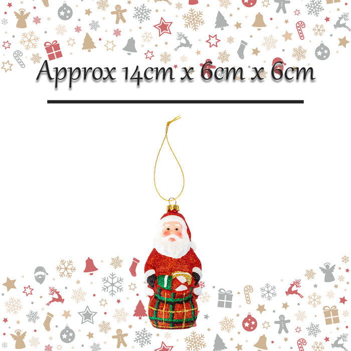 Christmas Tree Decoration Glitter Santa With Sack X 1 14x6x6cm Santa With Sack