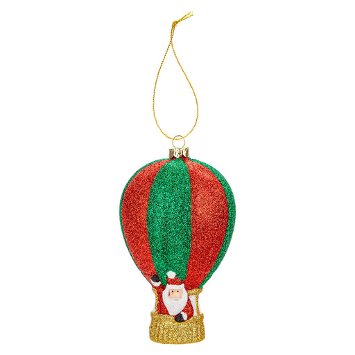 Christmas Tree Decoration Glitter X 1 13.5x7x7cm Santa In Balloon