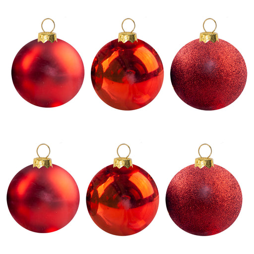 Christmas Bauble Decoration Hanging Tree Ornament X 6 6cm Red