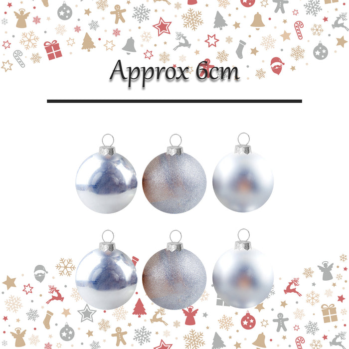 Christmas Bauble Decoration Hanging Tree Ornament X 6 6cm Silver