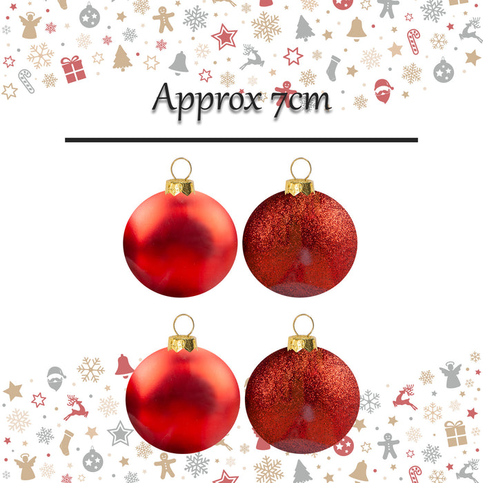 Christmas Bauble Decoration Hanging Tree Ornament X 4 7cm Red