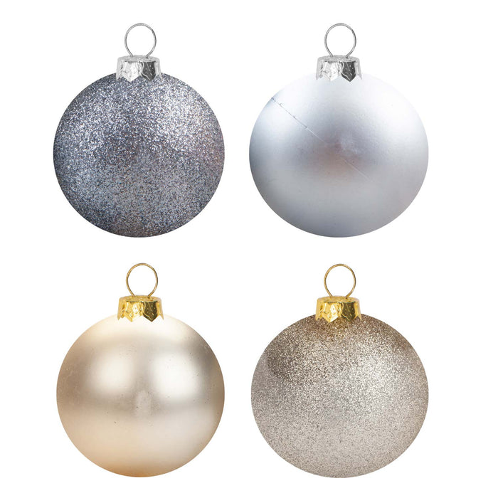 Champagne Gold 10cm Baubles Assorted (4 Pack) - Christmas Tree Decorations