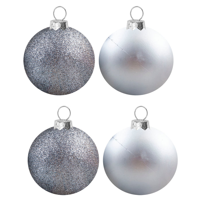 Christmas Bauble Decoration Hanging Tree Ornament X 4 10cm Silver