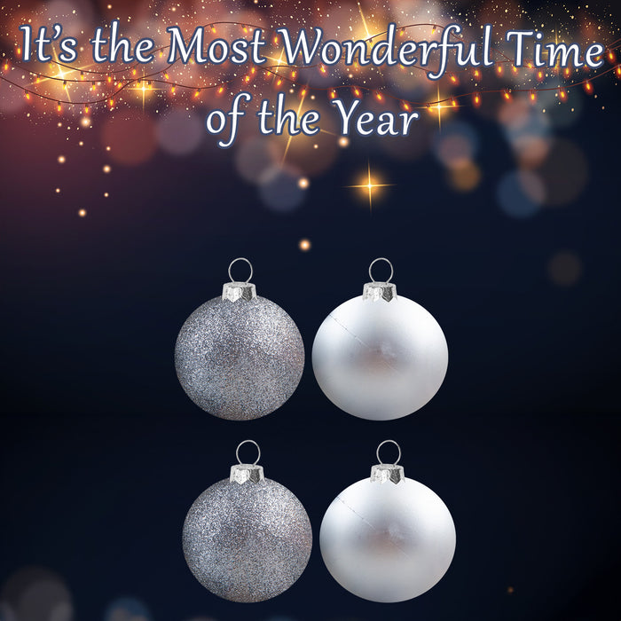 Christmas Bauble Decoration Hanging Tree Ornament X 4 10cm Silver