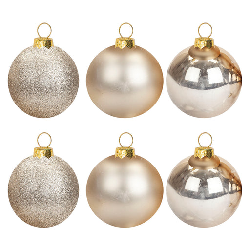 Christmas Bauble Decoration Hanging Tree Ornament X 6 10cm Champagne