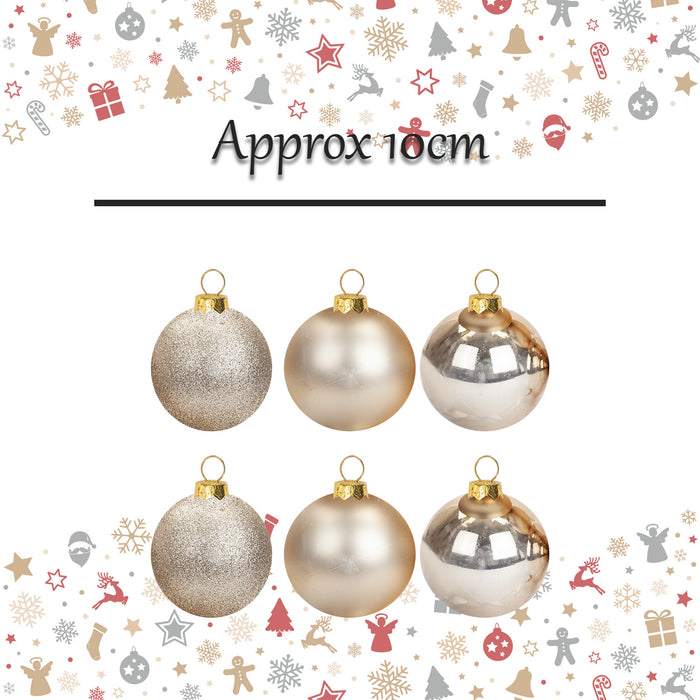 Christmas Bauble Decoration Hanging Tree Ornament X 6 10cm Champagne