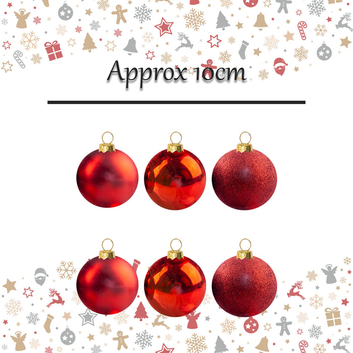 Christmas Bauble Decoration Hanging Tree Ornament X 6 10cm Red