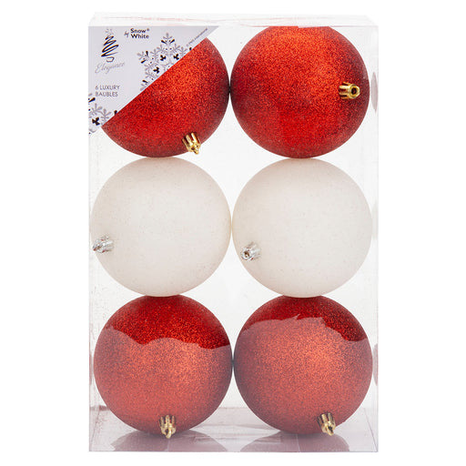 Christmas Bauble Decoration Hanging Tree Ornament X 6 10cm Red White