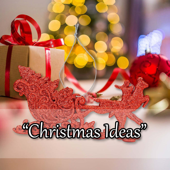 Christmas Tree Decoration Hanging Reindeer And Sleigh Red