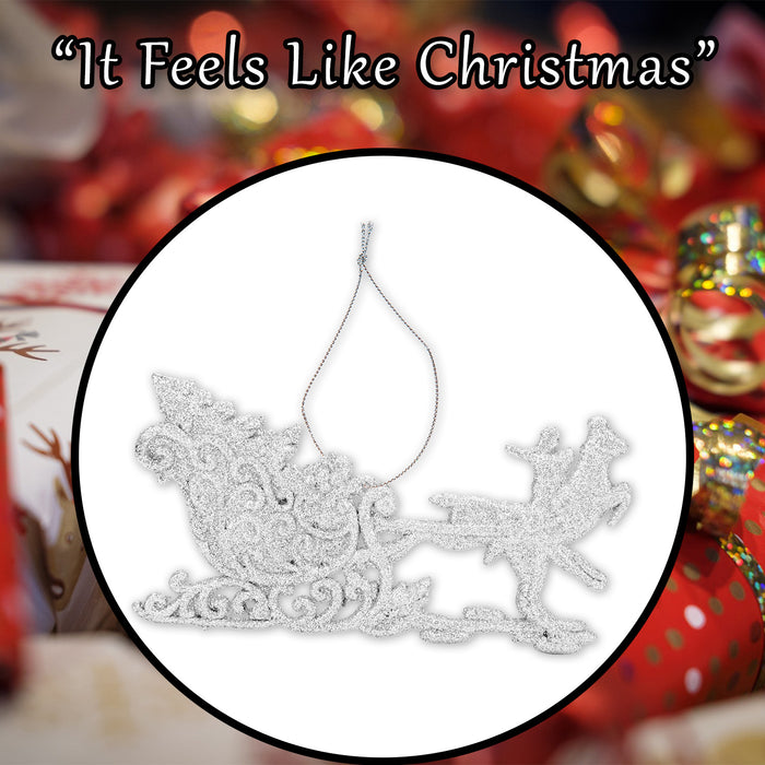 Christmas Tree Decoration Hanging Reindeer Sleigh X 1 12. 1x14. 5x0. 3cm Silver
