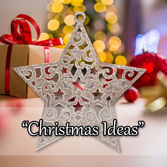 Christmas Tree Decoration Hanging Glitter Stars 6 Champagne