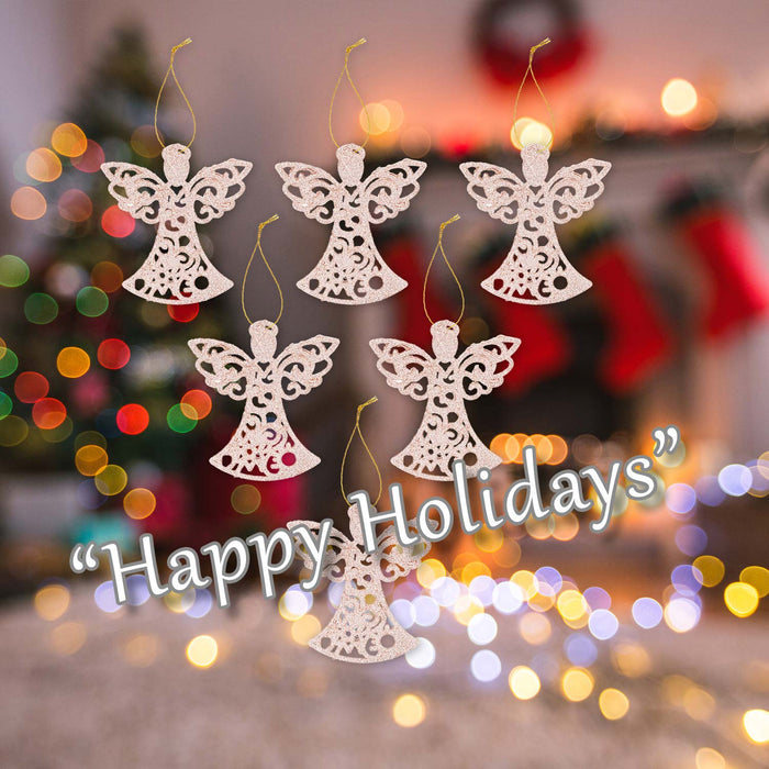 Christmas Tree Decoration Glitter Angel X 6 17. 5cmx10cmx1. 5cm