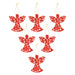 Christmas Tree Decoration Hanging Glitter Angel X 6 17.5x10x1.5cm Red