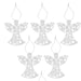 Christmas Tree Decoration Hanging Glitter Angel X 6 17.5x10x1.5cm Silver