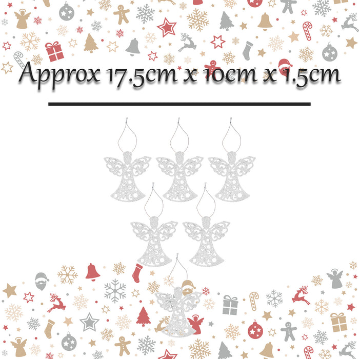 Christmas Tree Decoration Hanging Glitter Angel 6 Silver