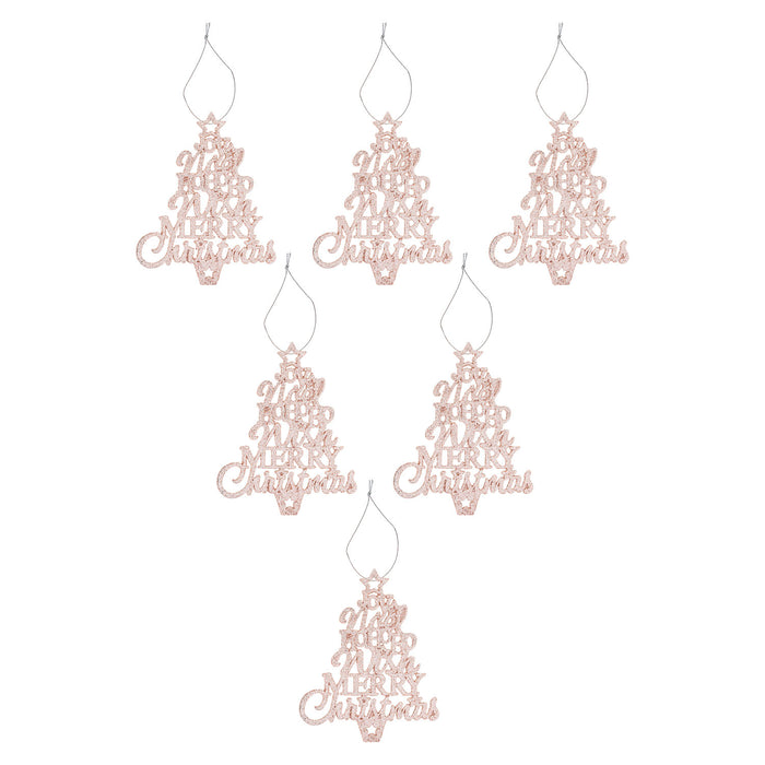 Christmas Tree Decoration Hanging Glitter Trees X 6 19.6x10.9x1.5cm Champagne