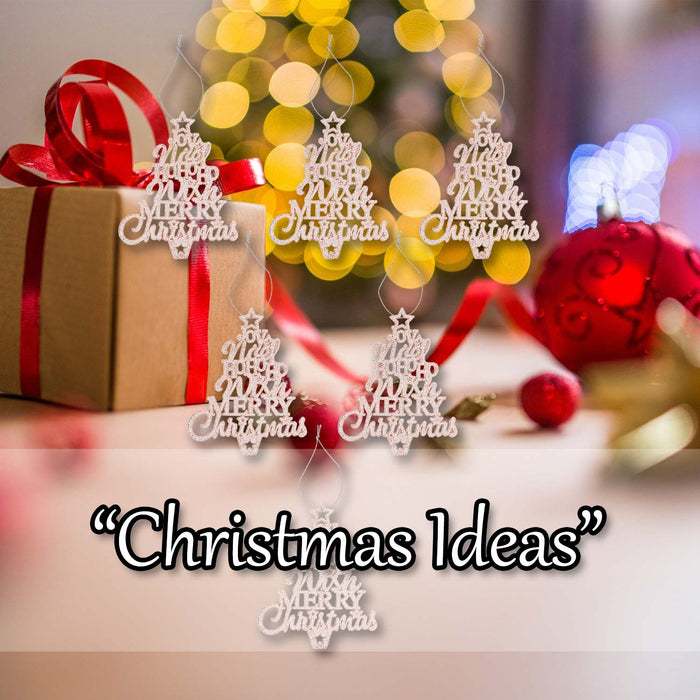 Christmas Tree Decoration Hanging Glitter Trees 6 Champagne