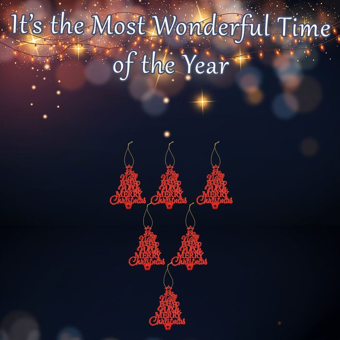 Christmas Tree Decoration Hanging Glitter Trees 6 Red