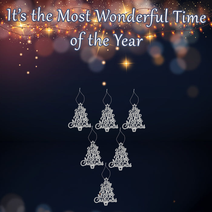 Christmas Tree Decoration Hanging Glitter Trees 6 Silver