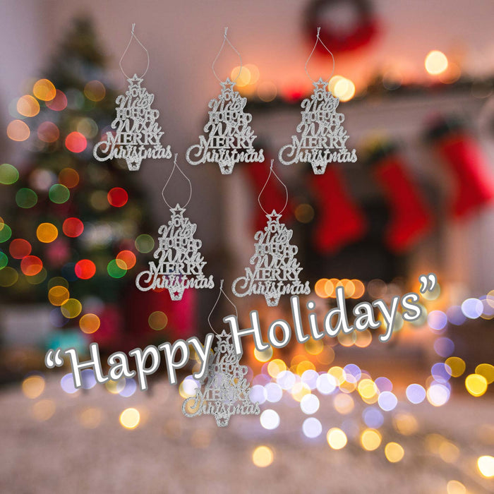 Christmas Tree Decoration Hanging Glitter Trees 6 Silver